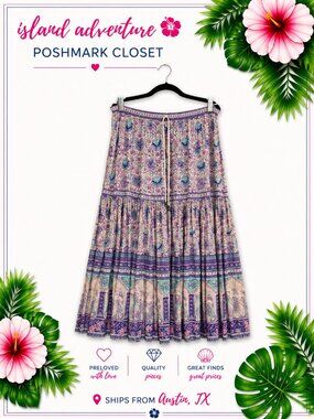 Spell Poinciana Maxi Skirt with Bell Tassel - Worn Once